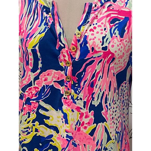 LILLY PULITZER Banyan Indigo Sunken Treasure Dress XS 100% Pima Cotton Preppy - Picture 2 of 7